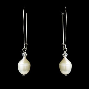 Silver Swarovski Pearl Dangle Earrings