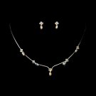 Silver AB Crystal Danity Necklace Earring Set