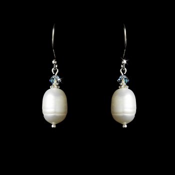 Silver Pearl Swarovski Dangle Earrings