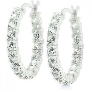 NEW White Gold 925 Sterling Silver EternityCZ  Earrings