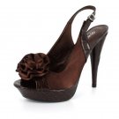 NEW Brown Satin Slingback Platform High Heel Shoes