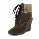 NEW Brown Lace Up Womens Wedge Ankle Boots Shoes