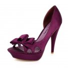 NEW Grape Satin Bow Platform High Heel Shoes