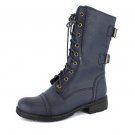 NEW Blue Womens Designer Combat Boots Shoes