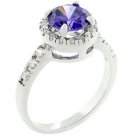 White Gold Tanzanite CZ Fashion Ring