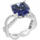 NEW White Gold Silver Tanzanite CZ Ring