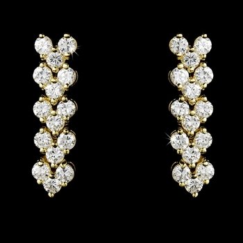 Gold Bridal Wedding Cubic Zirconia Earrings