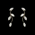 Gold Cubic Zirconia Wavy Vine Wedding Bridal Earrings