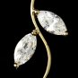 Gold Cubic Zirconia Wavy Vine Wedding Bridal Earrings