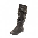 NEW Black Scrunch Flat Womens Boots Shoes