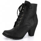 NEW Black Lace up Ankle Womens Boots Shoes