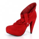 NEW Red Suede Platform Womens Snap Tap Boots Shoes