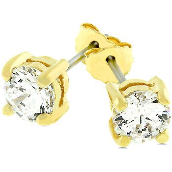 NEW 14k Gold 925 Sterling Silve r5mm Stud Earrings