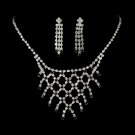 Silver Black Clear Rhinestone Necklace Earring Set