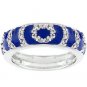 NEW White Gold Silver Navy Blue Enamel Stacker Ring