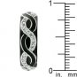 White Gold Silver Jet Black Enamel CZ Stacker Ring