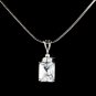 Silver CZ Princess Pendant Necklace Earring Set