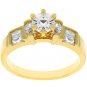 NEW 14k Gold Baguettes Pear CZ Anniversary Ring