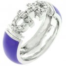 NEW White Gold Silver Purple Enamel CZ Eternity Ring