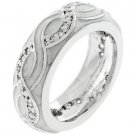 NEW White Gold Silver White Enamel CZ Stcker Ring