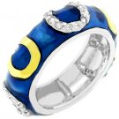 NEW 14K White Gold Drk Blue Enamel Stacker Ring