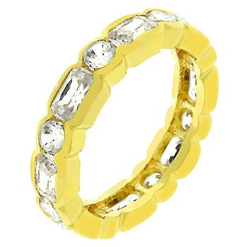New 14k Gold Round Cut CZ Eternity Ring