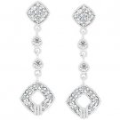 NEW White Gold Rhodium Bonded CZ  Drop Earrings