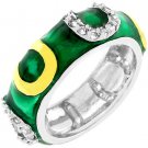 NEW 14K White Gold Bond Dark Green Enamel Stacker Ring