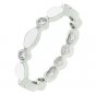 NEW White Gold Silver White Enamel CZ Stacker Ring