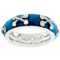 NEW White Gold Silver Navy Blue Enamel Band Ring