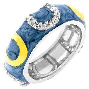 NEW 14K White Gold Lght Blue Enamel Stacker Ring