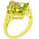NEW 14k Gold Princess Cut Peridot CZ Ring