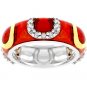 NEW 14K White Gold Bond Red Enamel Stacker Ring