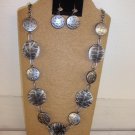 Chunky Gun Metal Grey Necklace Earring Set 30"