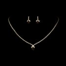 Gold Brown Crystal Rhinestone Necklace Earring Set