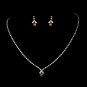 Silver Tan Crystal Rhinestone Necklace Earring Set