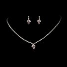 Silver Light Amethyst Crystal Necklace Earring Set