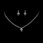 Silver Light Amethyst Crystal Necklace Earring Set