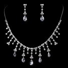 Silver Clear Crystal CZ Necklace Earring Set