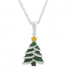NEW White Gold CZ Christmas Tree Pendant Necklace