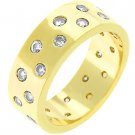 NEW 14K Gold Eternity 2 Row CZ Band Ring
