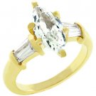NEW 14K Gold Marquise CZ Chevron Set Ring