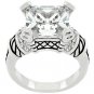 NEW White Gold Cable Style CZ Princess Ring