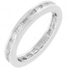 NEW White Gold Silver Baguette CZ Stacker Ring