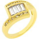 NEW 14K Gold Baguette CZ Contemporary Ring