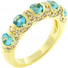 NEW 14K Gold Aqua Blue CZ Fusion Ring