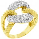 NEW 14K Gold "O" Lasso CZ Rope Ring