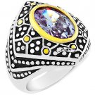 NEW 14k Gold Silver Antique Black Lavender CZ Ring