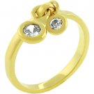 NEW 14K Gold Bezel CZ Charms Ring