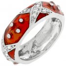 NEW White Gold Silver Ruby Red CZ Stacker Ring
